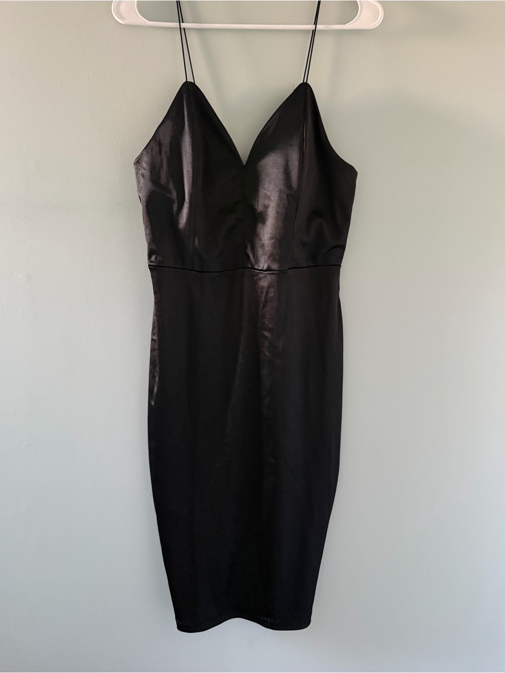 BLACK SATIN MIDI DRESS
